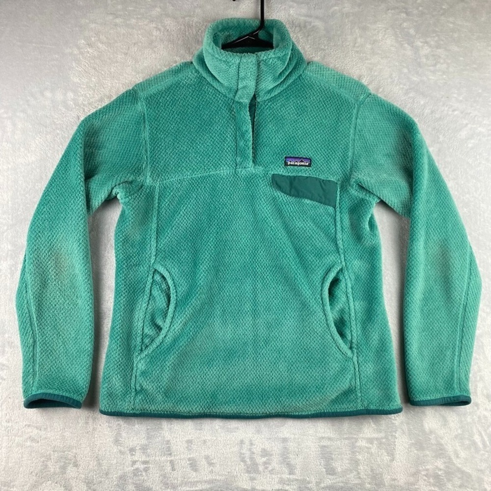 Patagonia Retool Snap-T Pullover Womens Medium Green Sweatshirt Grid Fleece - Picture 2 of 11